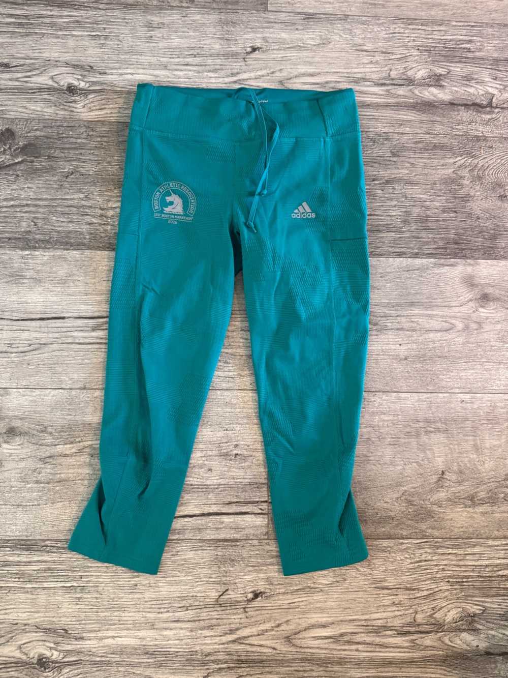 2016 120th adistar Boston marathon teal Capri leggings XS